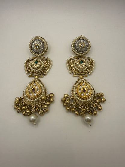 Statement Earrings with Ghungroo & Pearl Drop