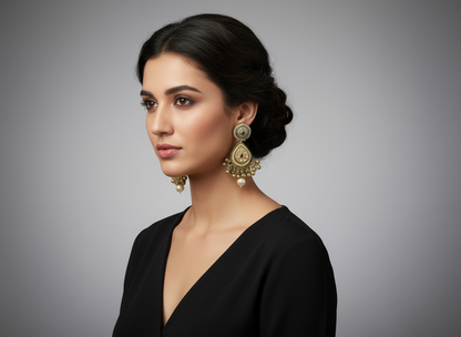 Statement Earrings with Ghungroo & Pearl Drop