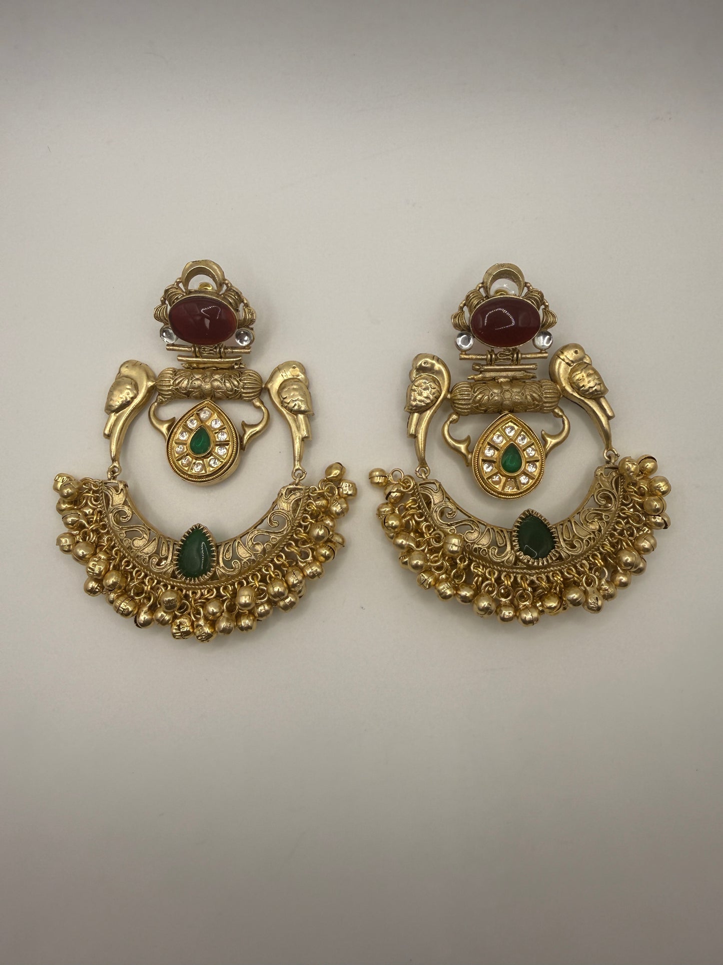 Indian Earrings Australia | Brass Handmade Chandbali Earrings with Ghungroo