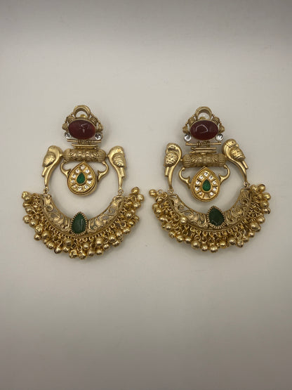 Indian Earrings Australia | Brass Handmade Chandbali Earrings with Ghungroo