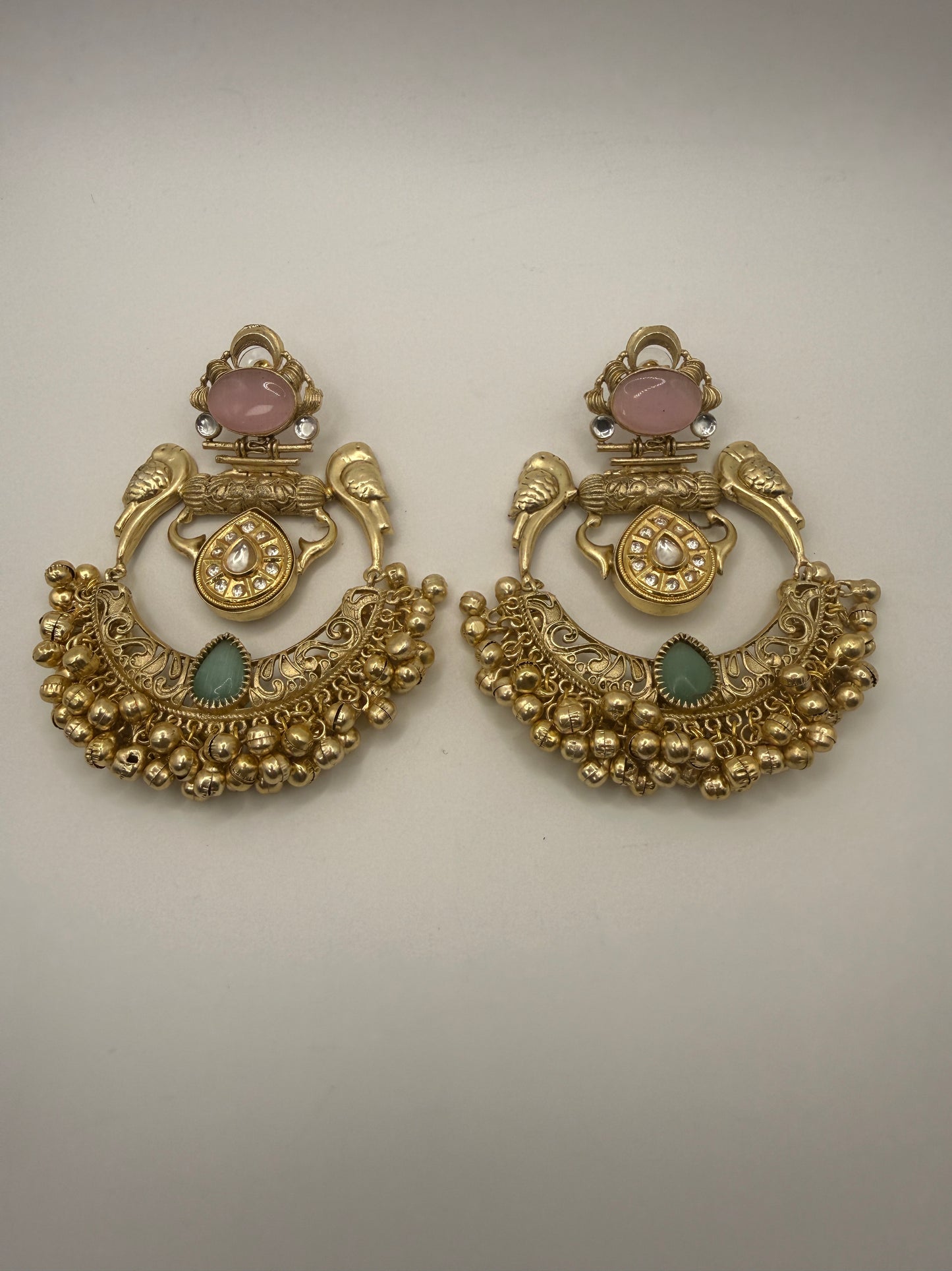 Indian Earrings Australia | Brass Handmade Chandbali Earrings with Ghungroo