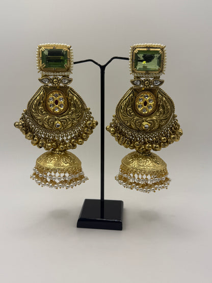 Green Stone Jhumka