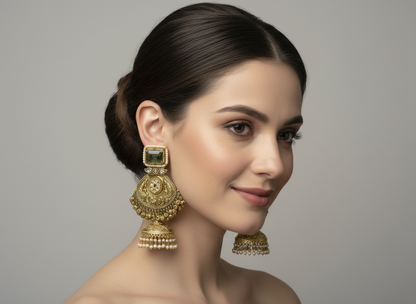 Green Stone Jhumka
