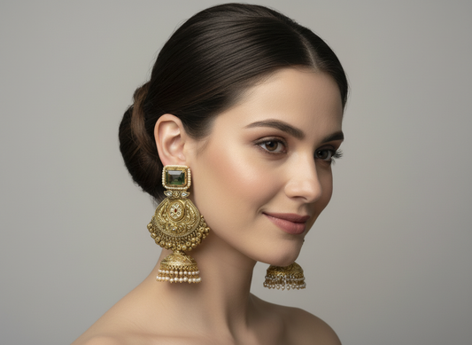 Green Stone Jhumka