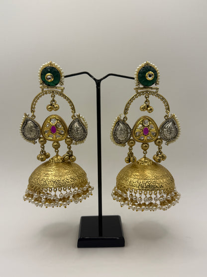 Statement Kundan and Pearl Detailing Jhumka