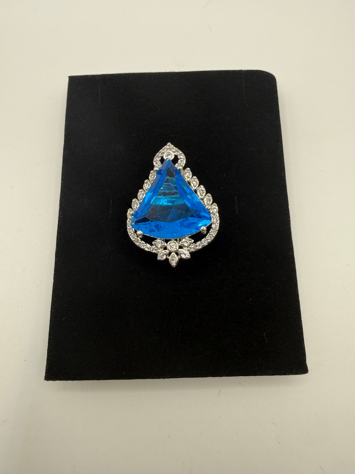 Statement Ring with Blue Stone & Crystal Detailing