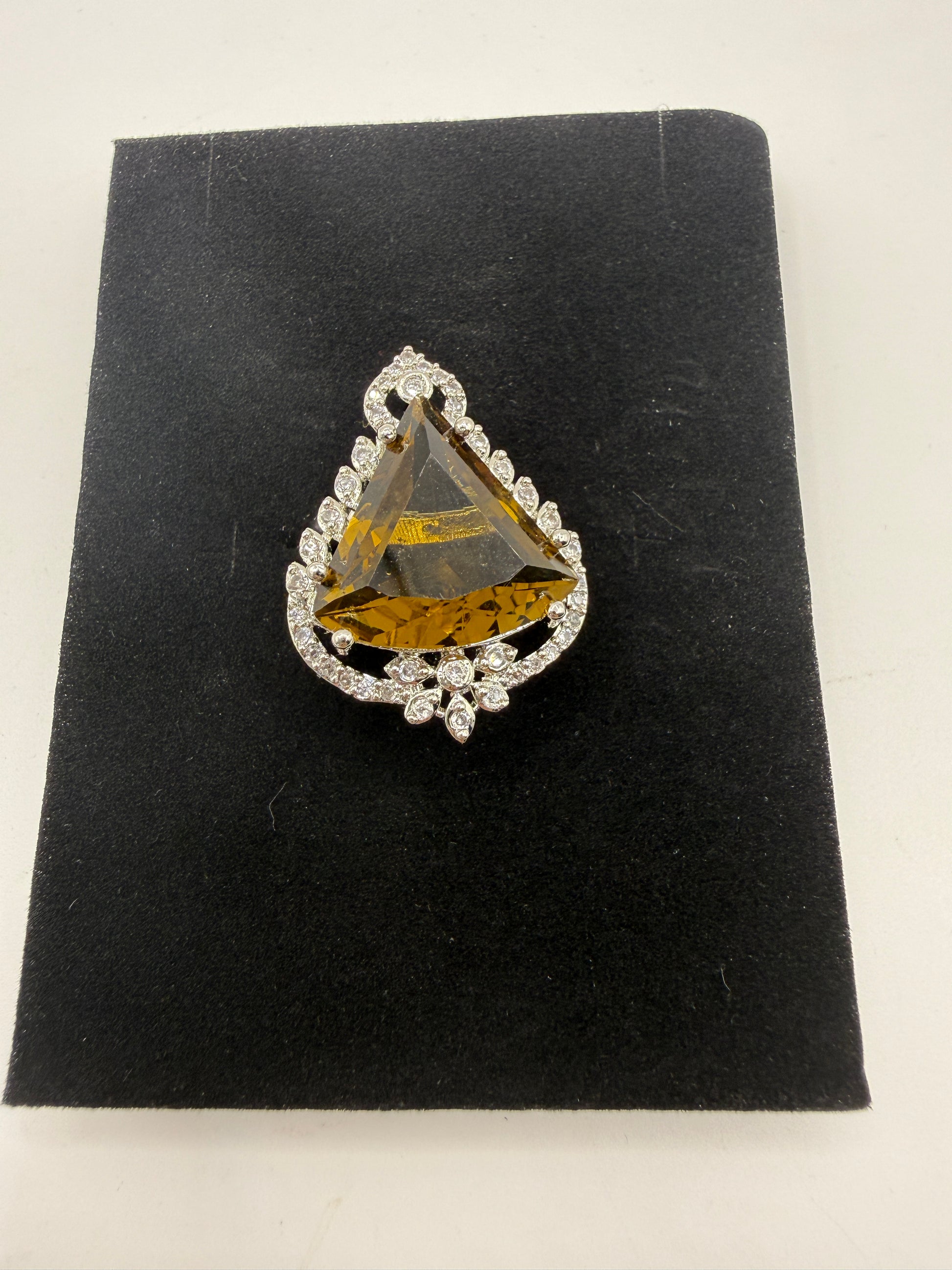 Statement Ring with Blue Stone & Crystal Detailing
