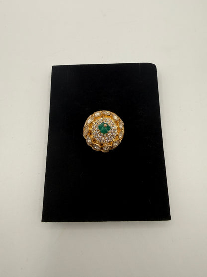 Statement Ring with Stone & Crystal Halo Design