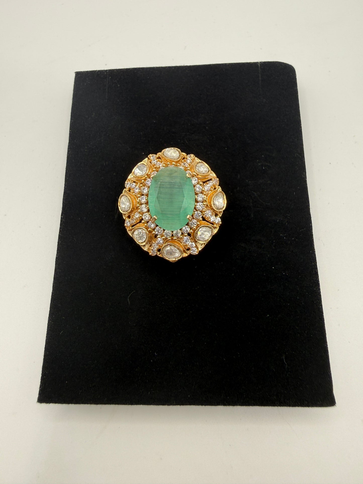 Statement Ring with Stone & Crystal Surround