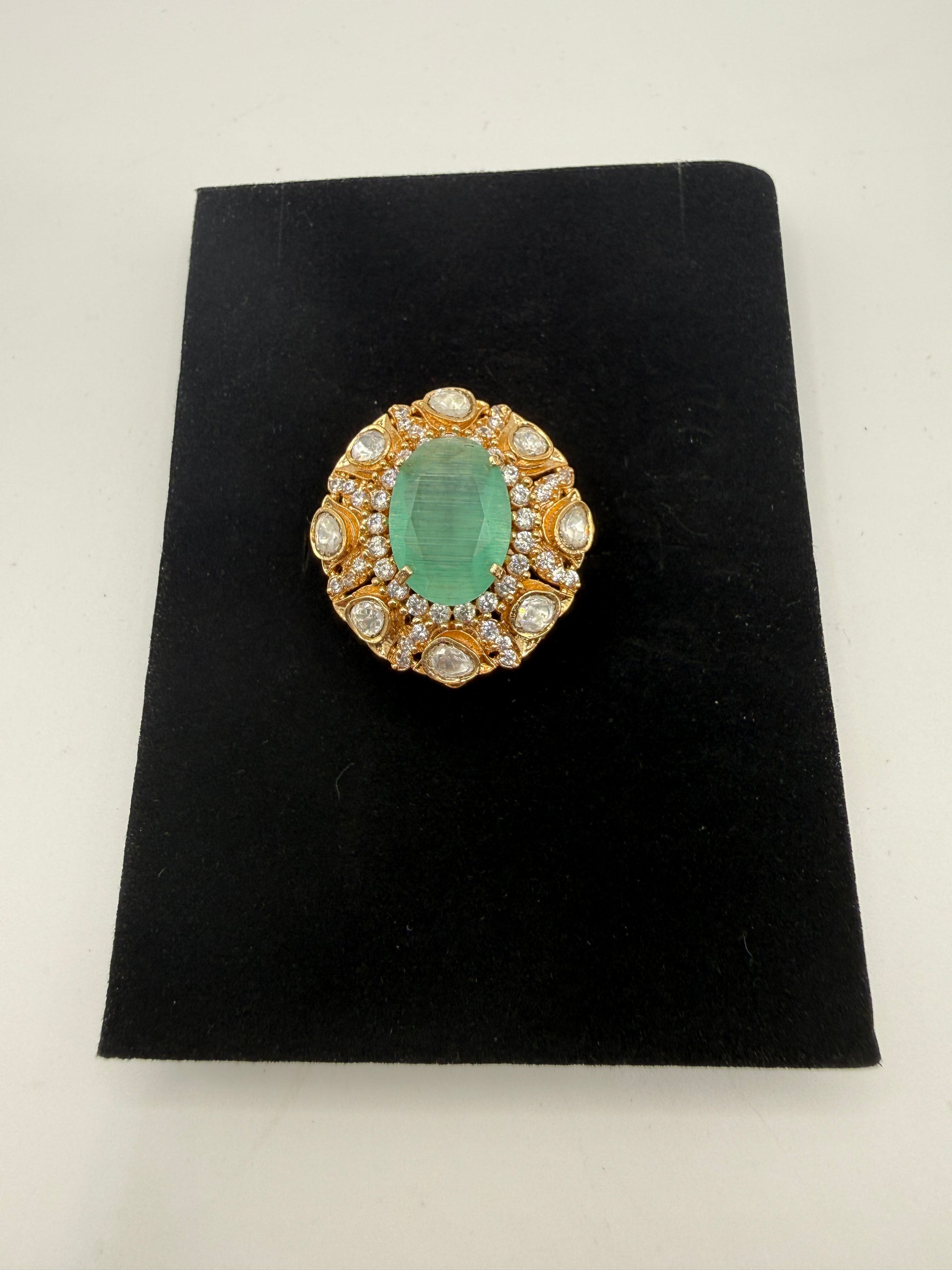 Statement Ring with Stone & Crystal Surround