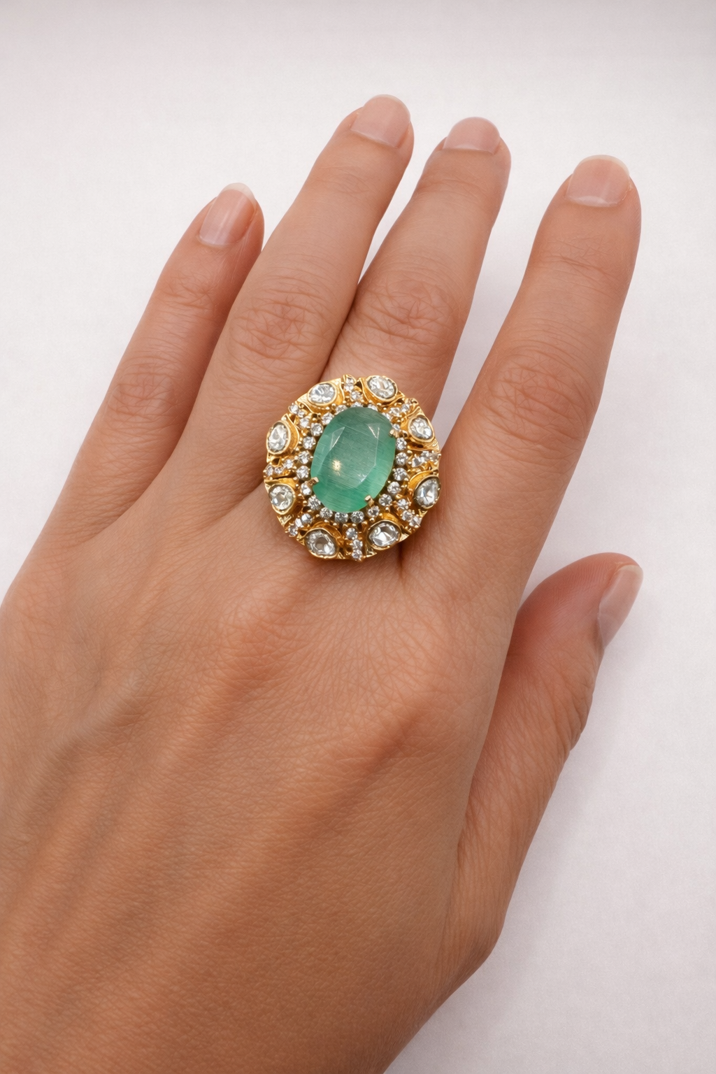 Statement Ring with Stone & Crystal Surround