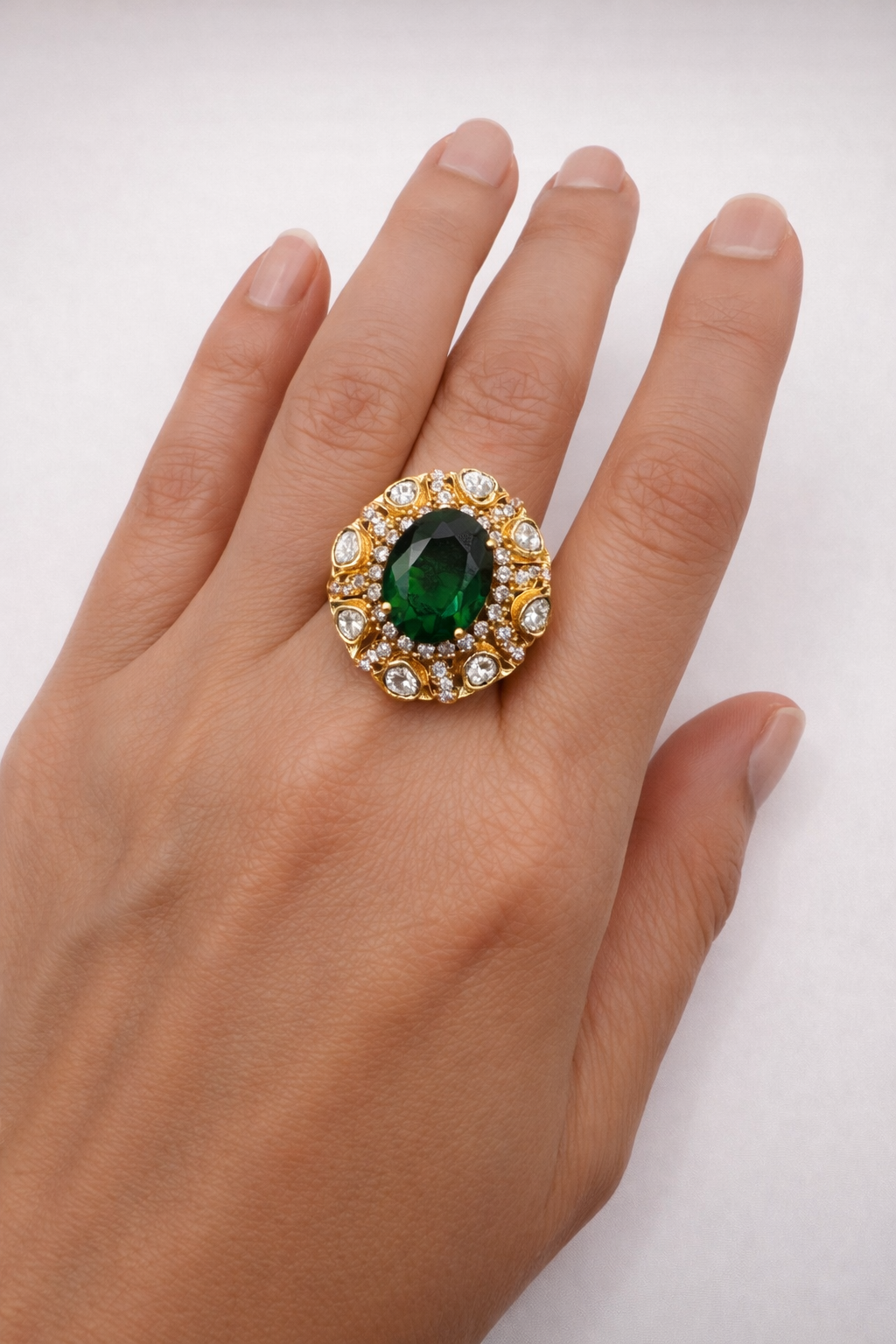 Statement Ring with Stone & Crystal Surround