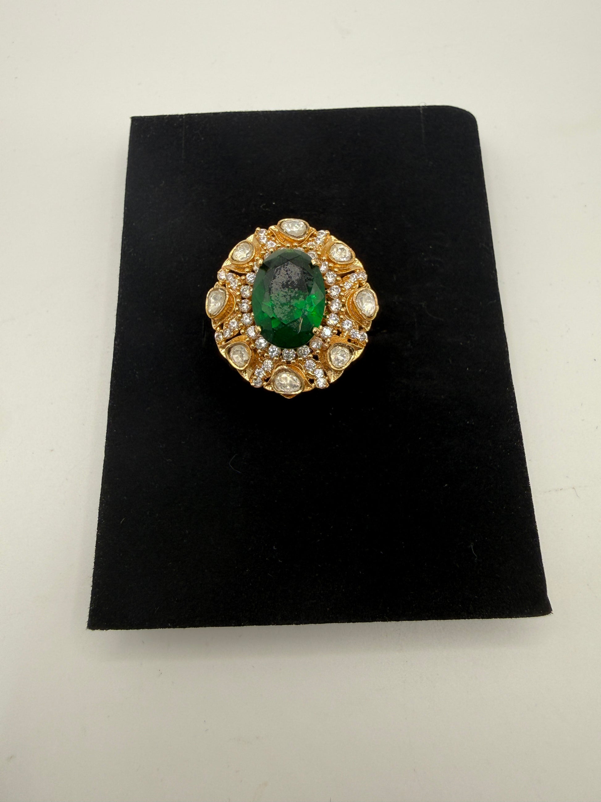 Statement Ring with Stone & Crystal Surround