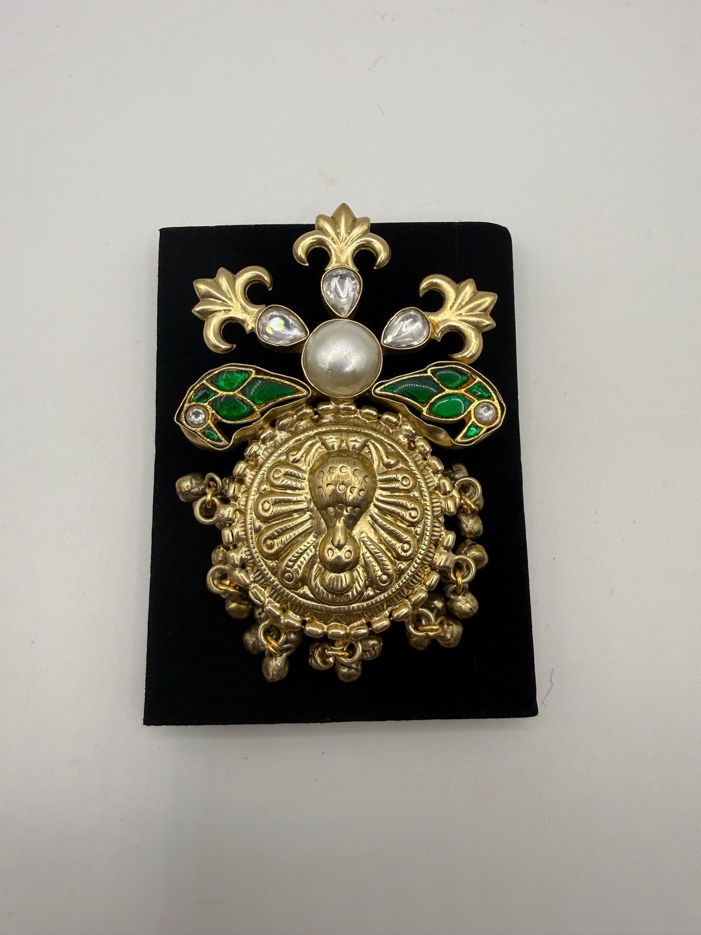 Peacock Motif Pearl Statement Ring - Traditional Indian Design
