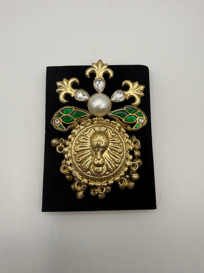 Peacock Motif Pearl Statement Ring - Traditional Indian Design