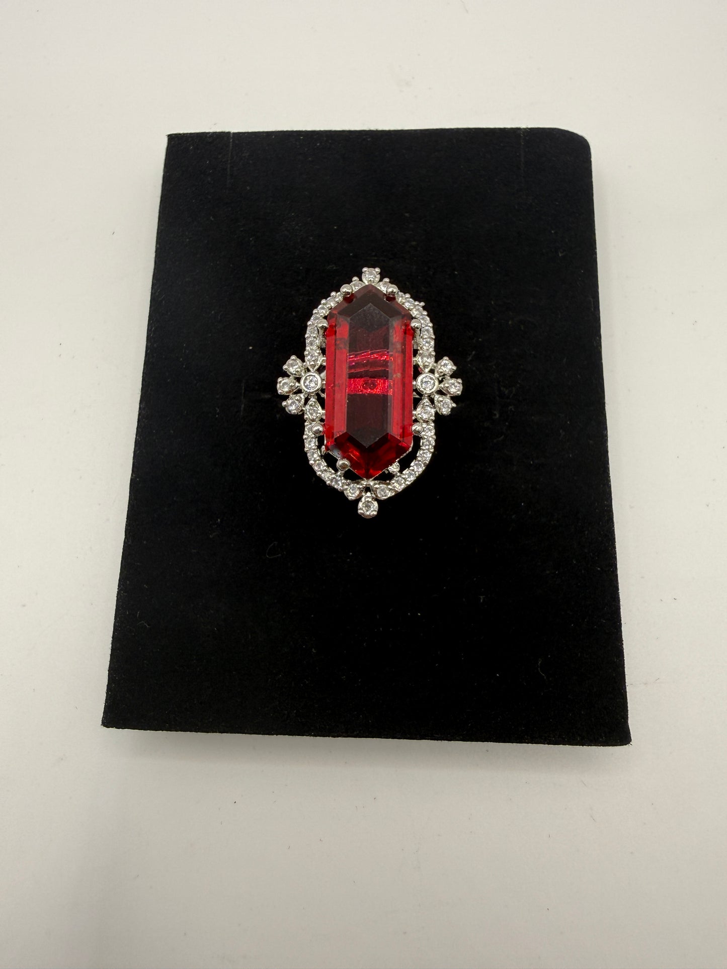 Red Emerald-Cut Statement Ring - Luxury Designer Finger Ring