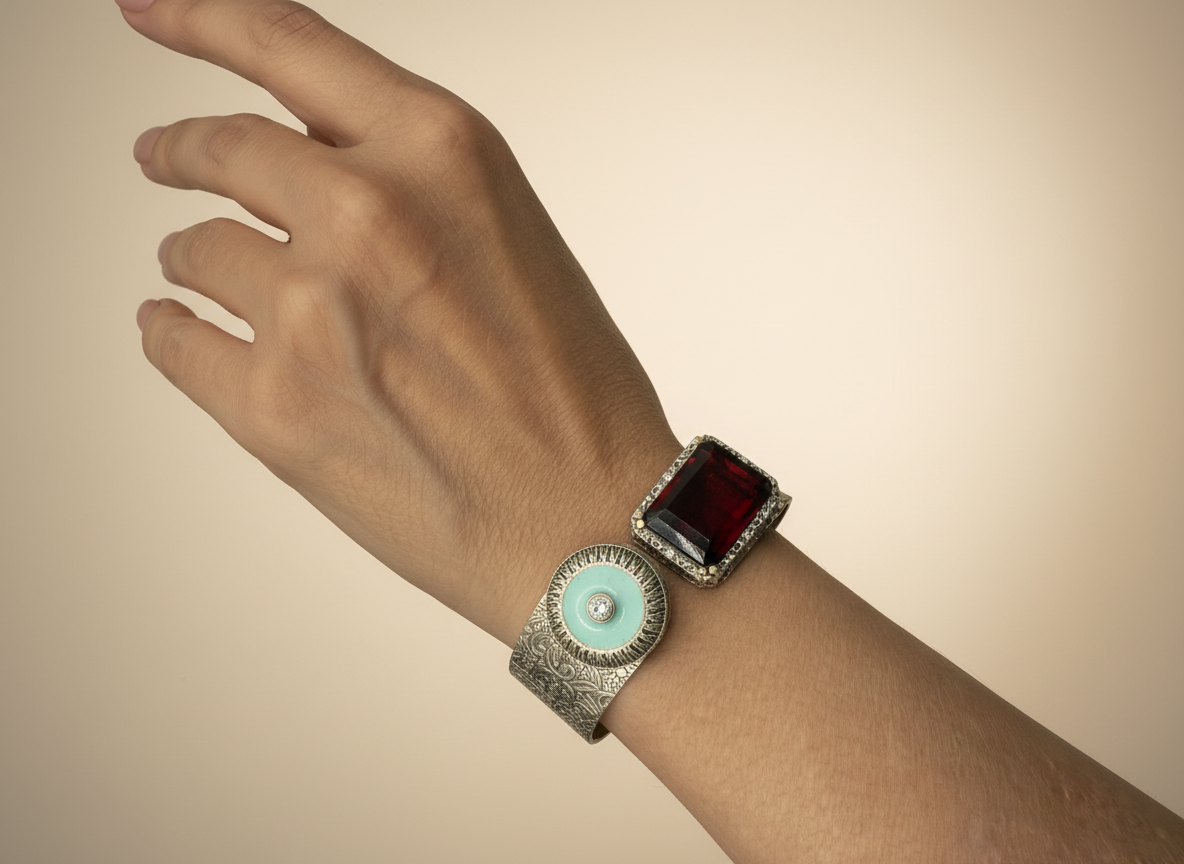 Openable Handcuff with Glass Stone