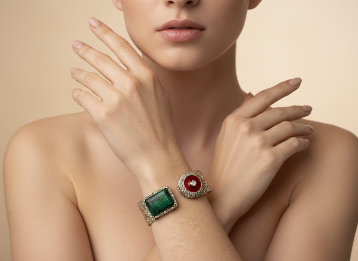 Openable Handcuff with Glass Stone