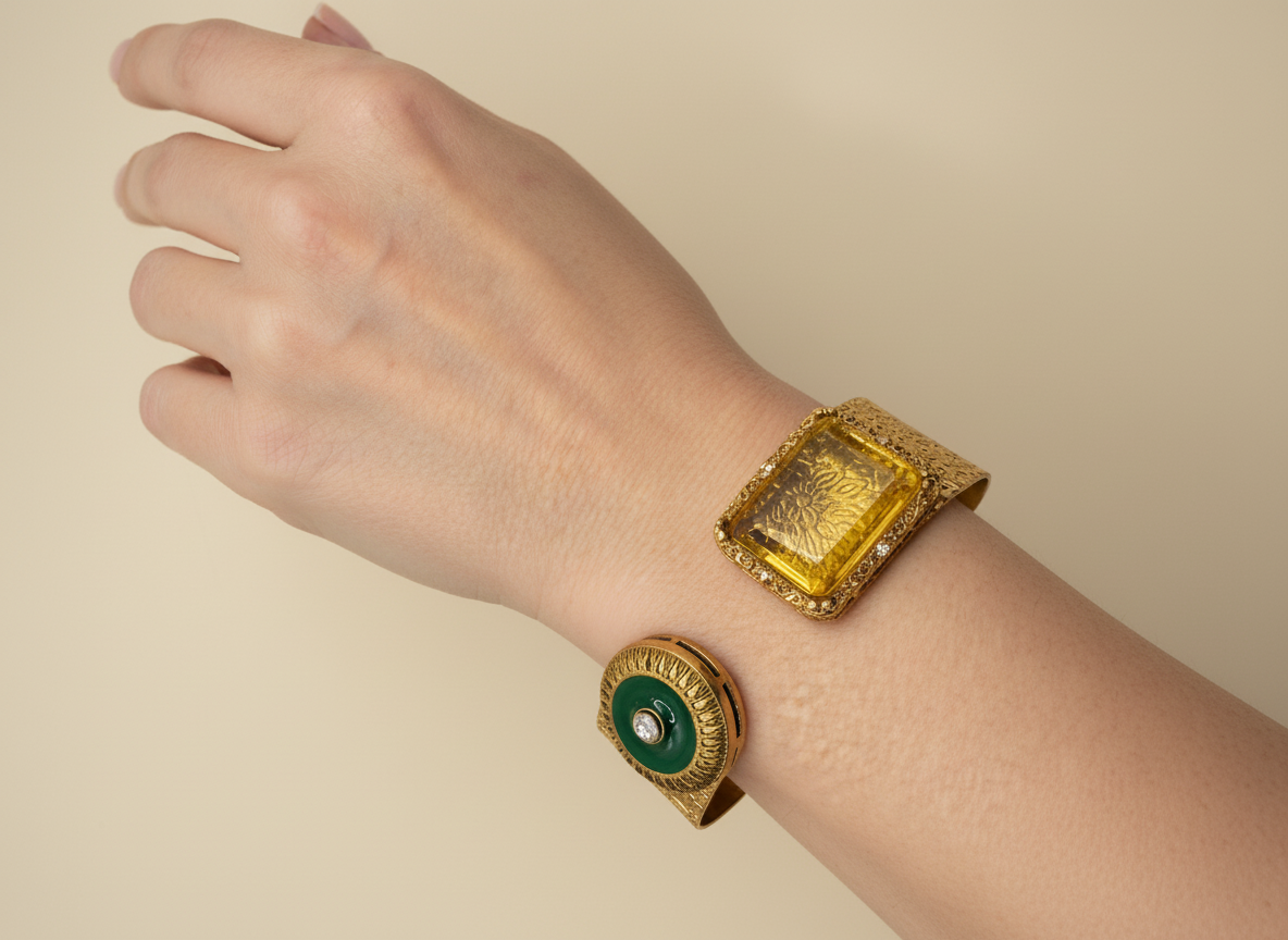 Openable Handcuff with Glass Stone