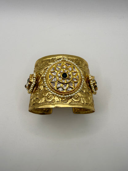 Brass Handmade handcuff with Kundan Motif
