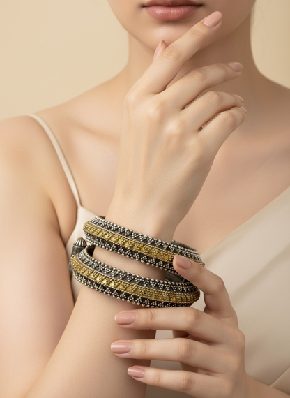 Dual-Tone Antique Bangles Set