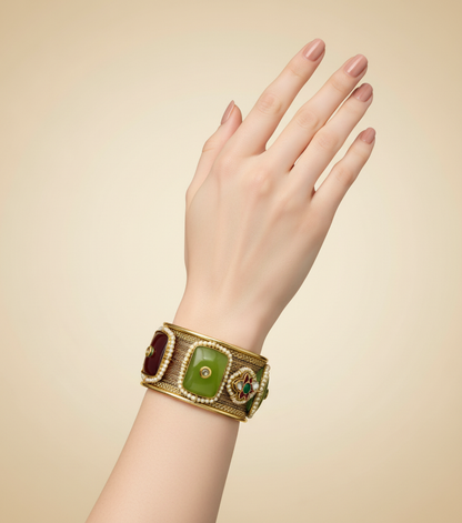 Brass Handmade Stone Antique Handcuff