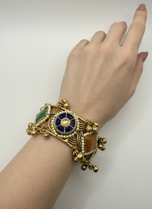 Antique Multi Colour Enamel Statement Bangle