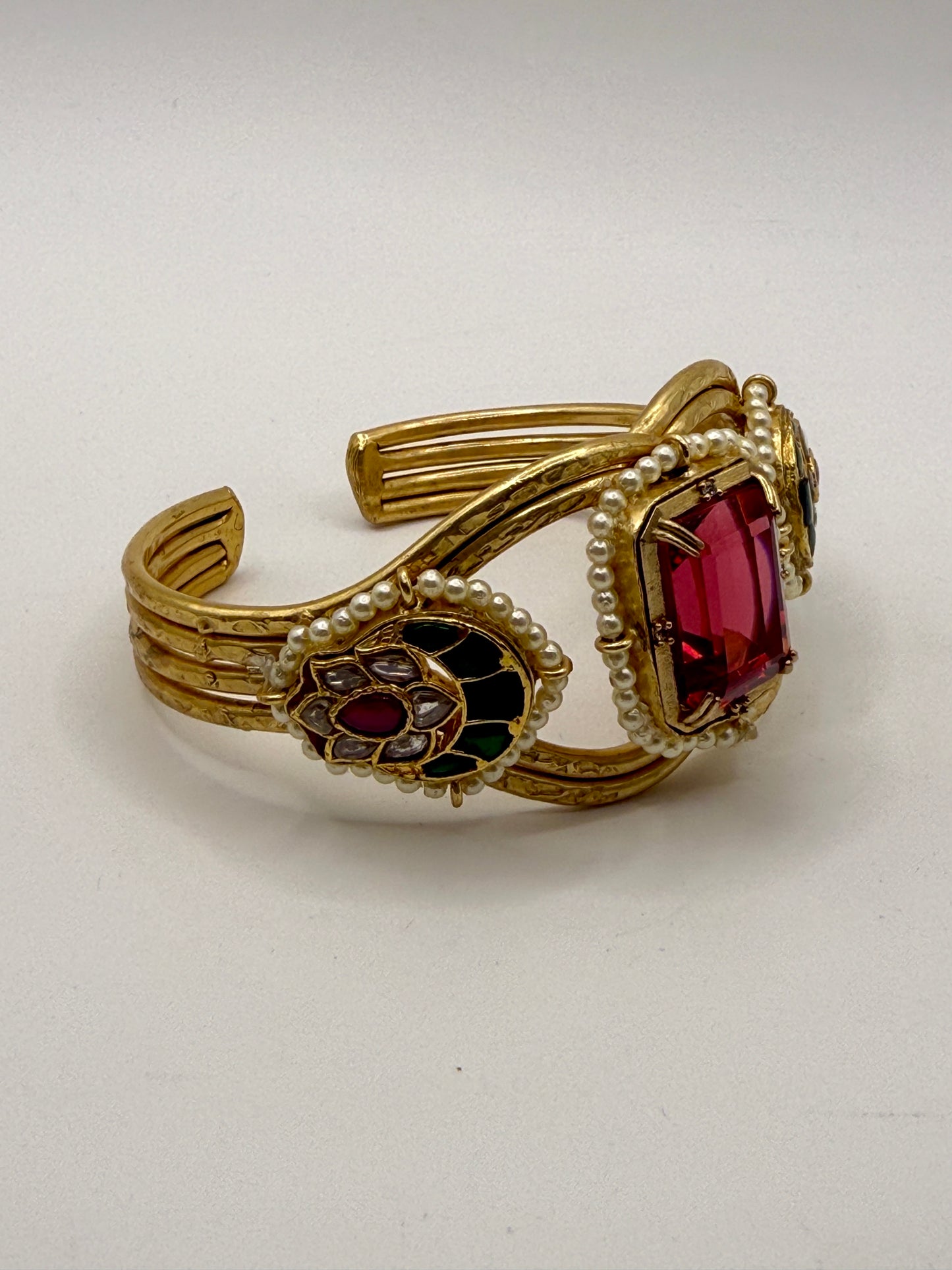 Statement Handcuff with Stone and Pearl Detailing