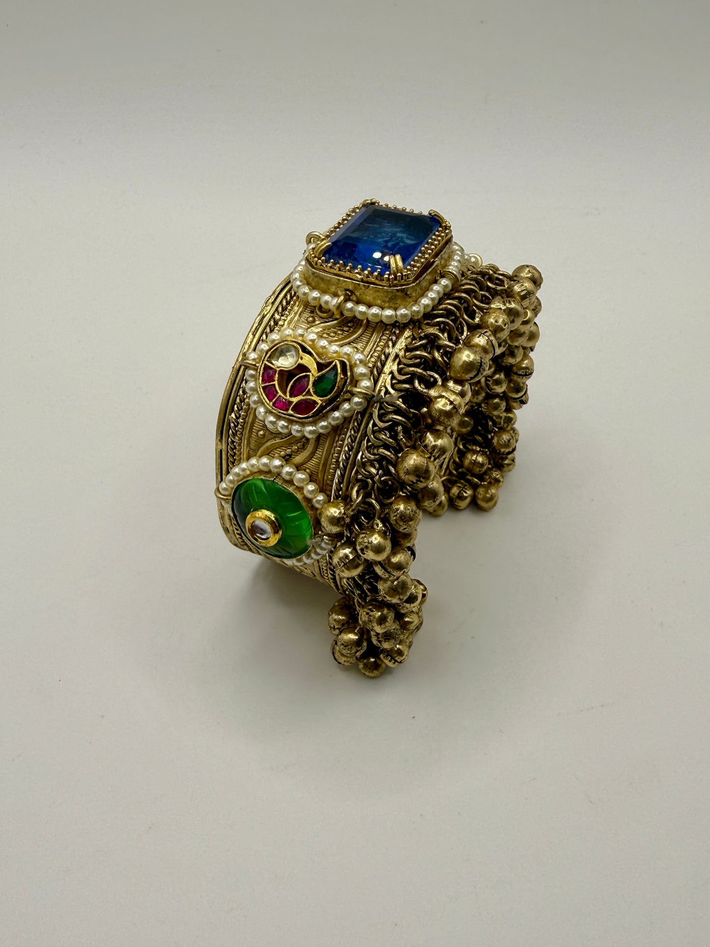 Statement  handcuff with Paachi and Glass Stones
