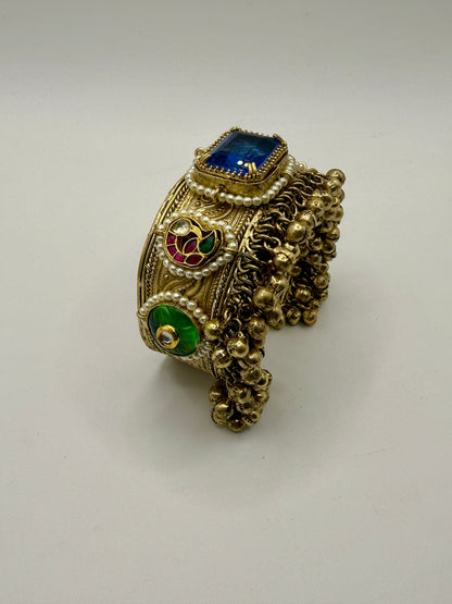 Statement  handcuff with Paachi and Glass Stones
