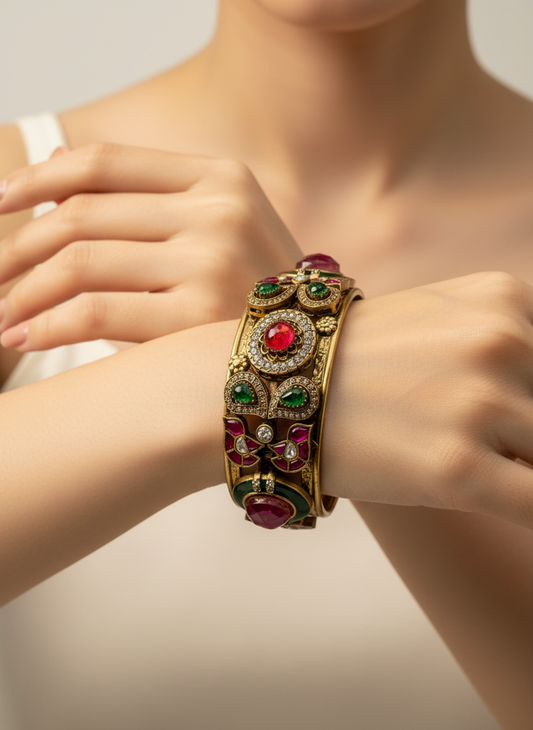 Antique Stone Statement Bangle