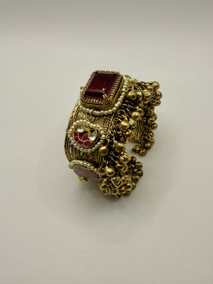 Statement  handcuff with Paachi and Glass Stones