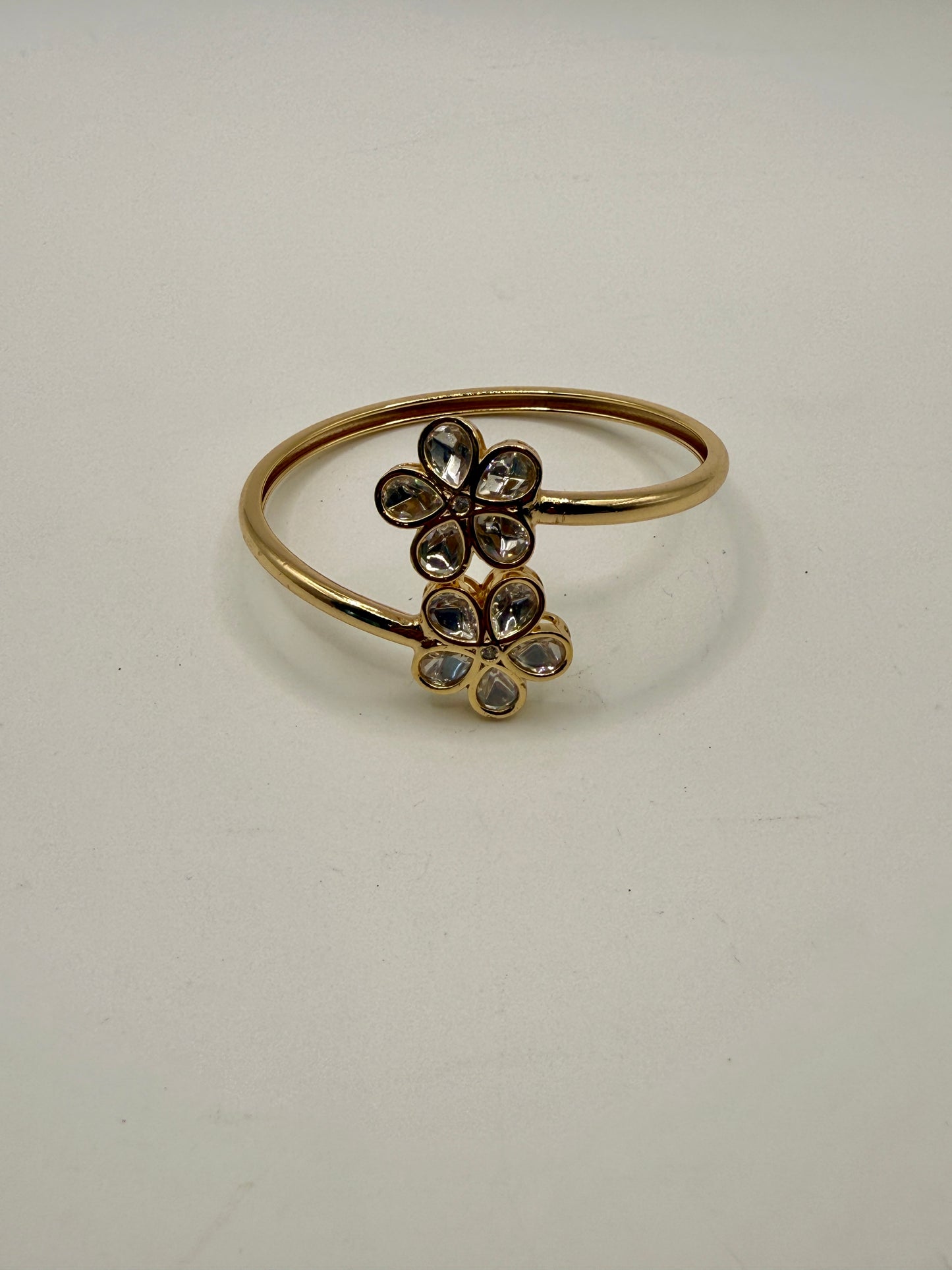 Minimal Designer Openable Bangle with White Stone Accents