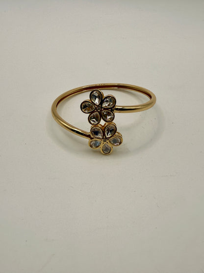 Minimal Designer Openable Bangle with White Stone Accents