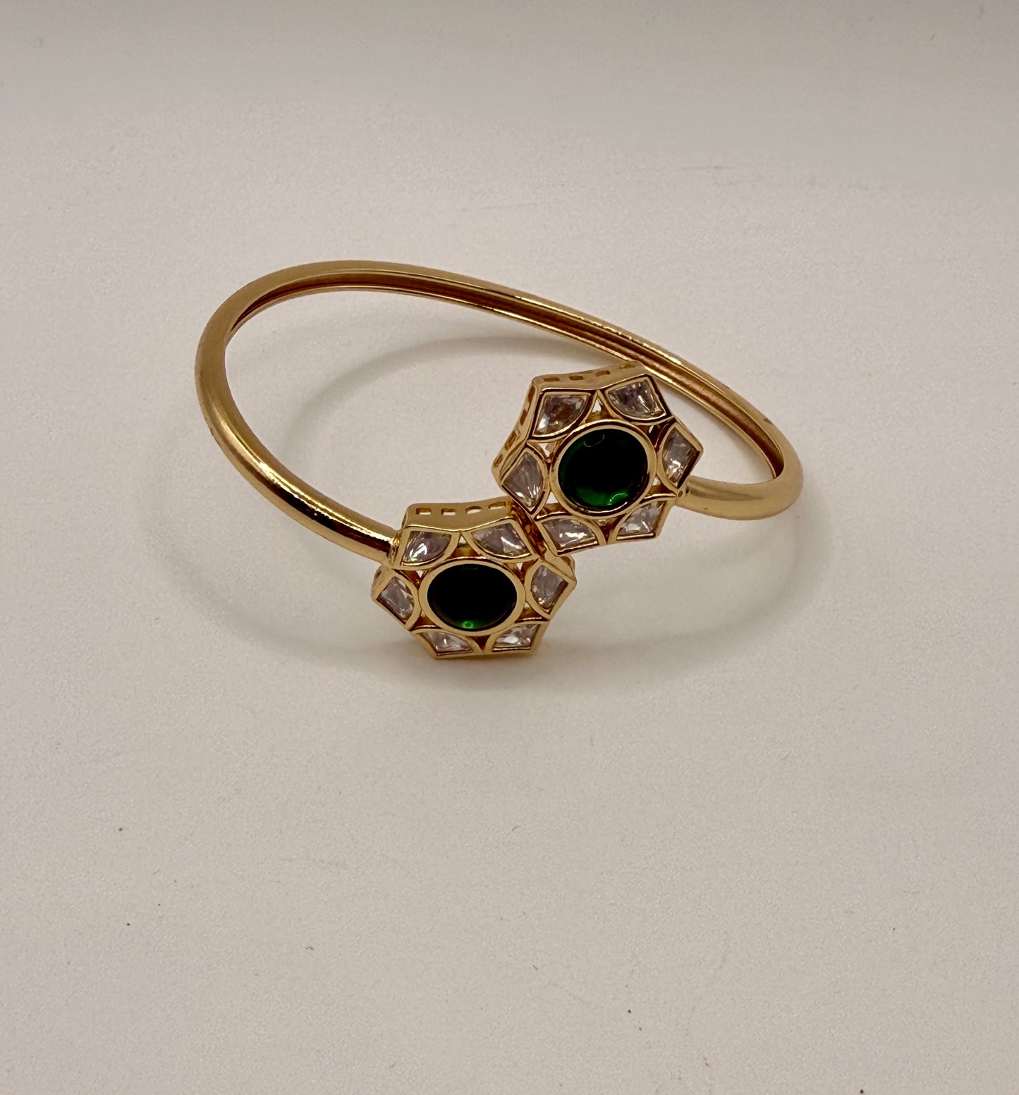 Minimal Designer Openable Bangle with White Stone Accents