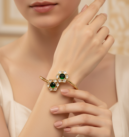 Minimal Designer Openable Bangle with White Stone Accents