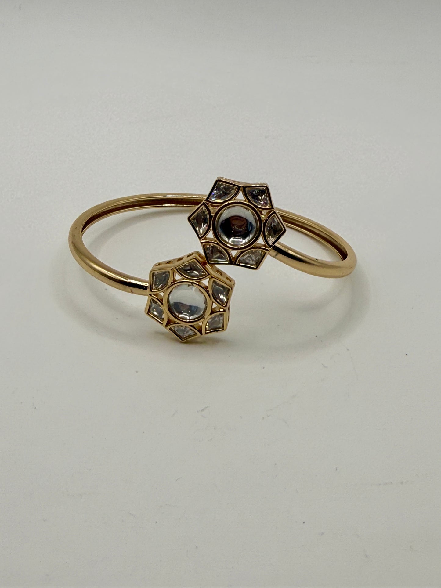 Minimal Designer Openable Bangle with White Stone Accents