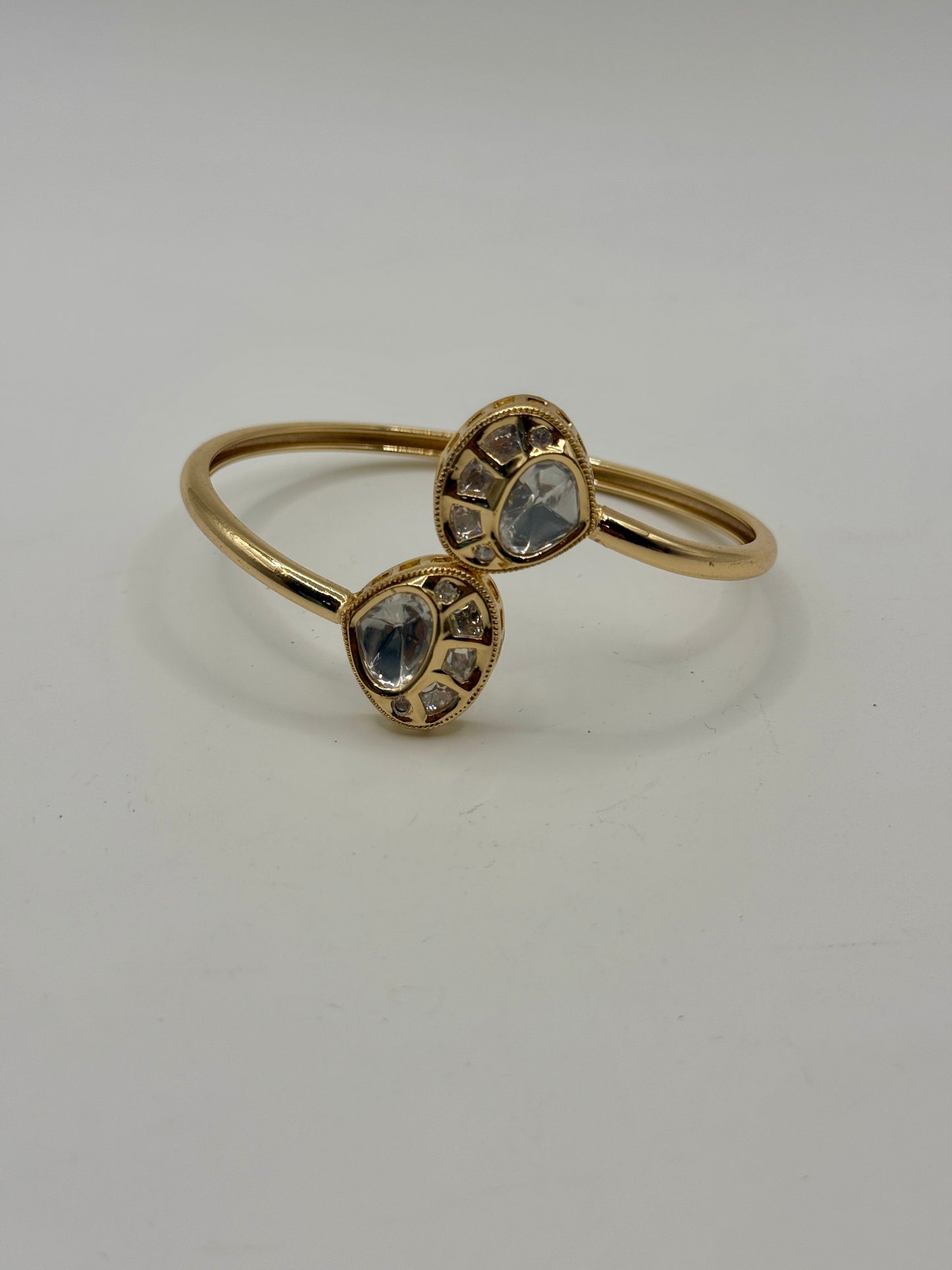 Minimal Designer Openable Bangle with White Stone Accents