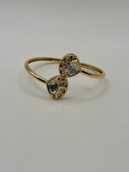 Minimal Designer Openable Bangle with White Stone Accents