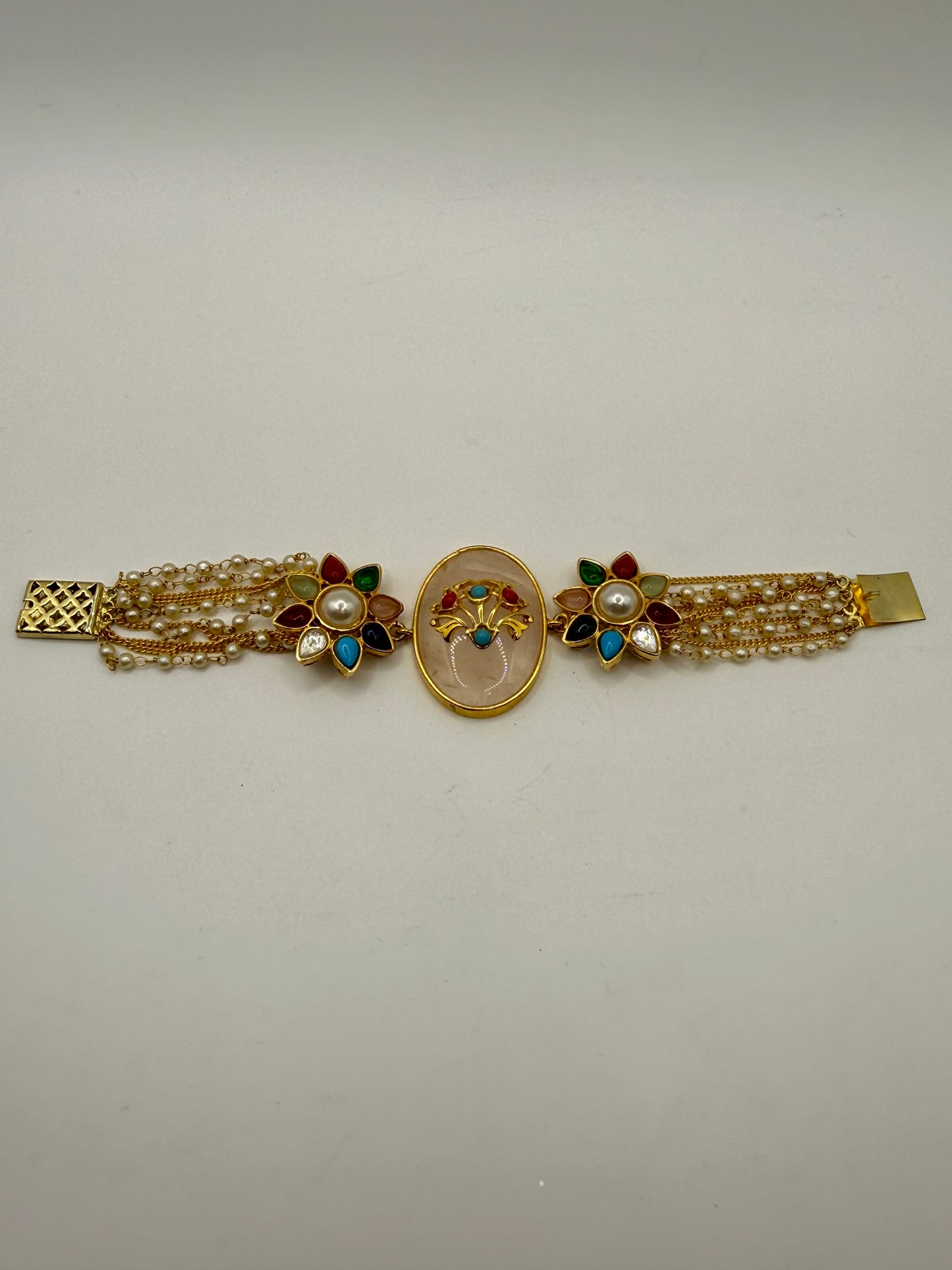 Designer Navratna Bracelet with Enamel & Multicolour Stonework