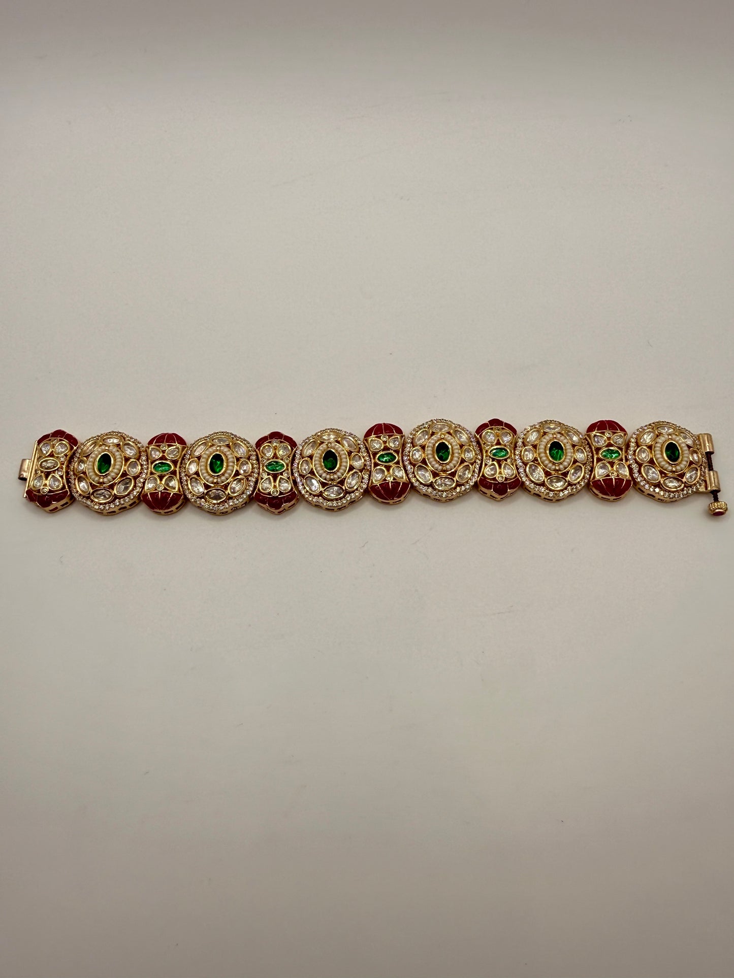 Stone Circular Motif Bracelet - Luxury Indian Designer Kada Bracelet