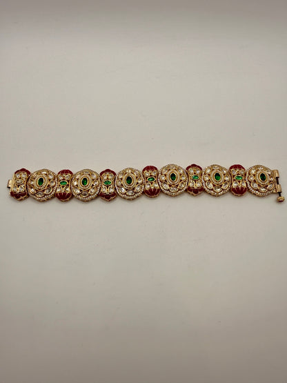 Stone Circular Motif Bracelet - Luxury Indian Designer Kada Bracelet
