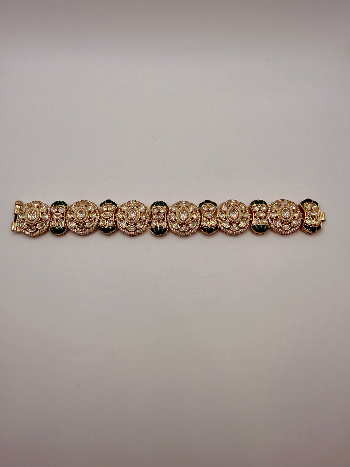 Stone Circular Motif Bracelet - Luxury Indian Designer Kada Bracelet