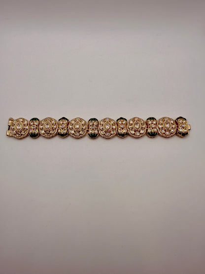 Stone Circular Motif Bracelet - Luxury Indian Designer Kada Bracelet