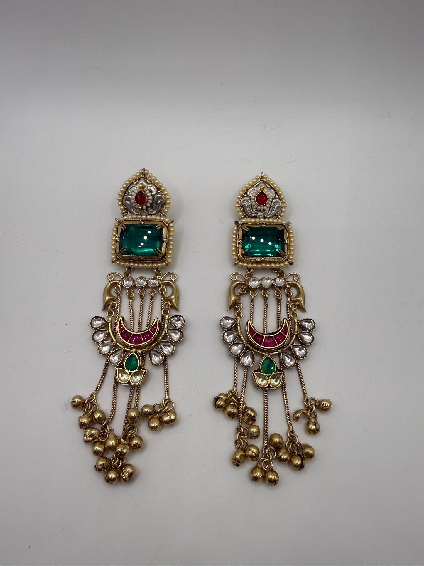 Statement Kashmiri Earrings with Ghungroo Drops