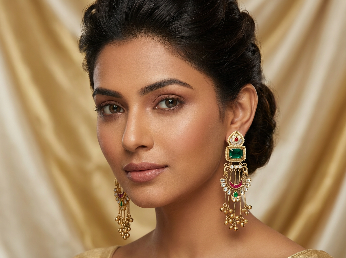 Statement Kashmiri Earrings with Ghungroo Drops