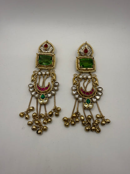 Statement Kashmiri Earrings with Ghungroo Drops