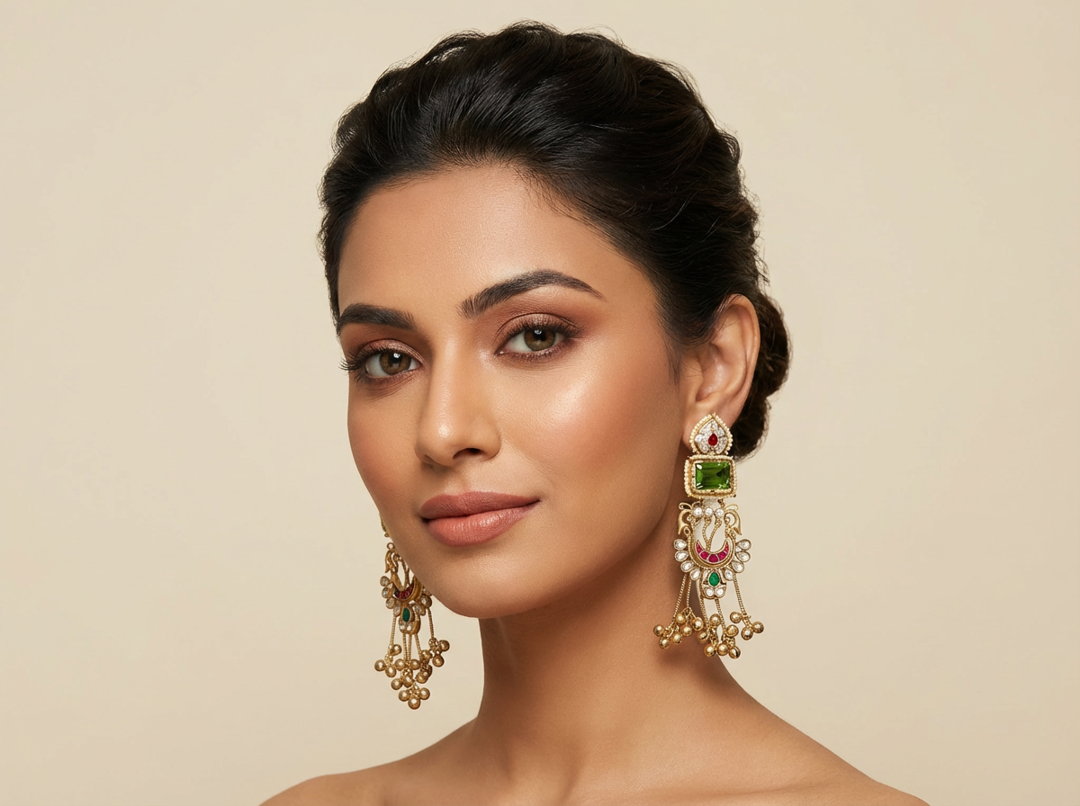 Statement Kashmiri Earrings with Ghungroo Drops