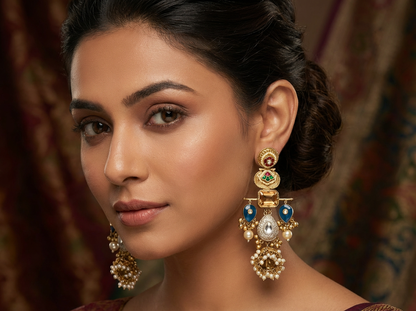 Statement Long Jhumka with Pearl Clusters
