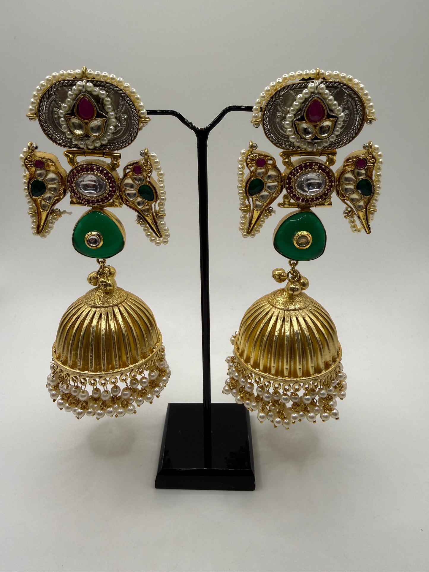 Fusion Dual Tone Jhumka With Biard Motif